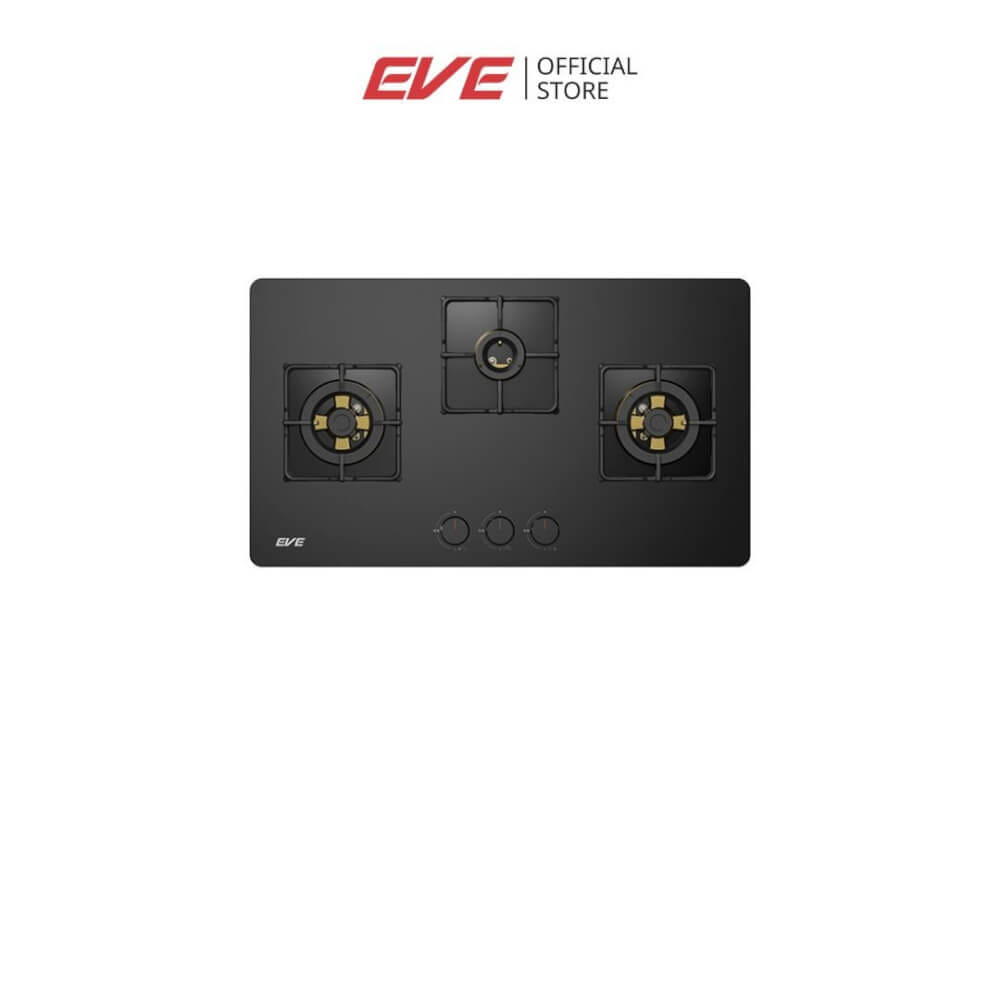 เตาฝังแก๊ส 3 หัว แบบฝัง ฐานกระจกนิรภัย EVE HB78-3BBTA/BG 78 ซม. สีดำ_8